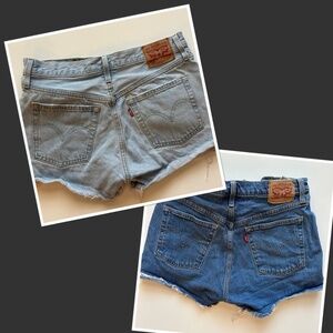 Levi's 501 Jean Shorts Size 28 Cutoffs Raw Hem Boho Beachy Festival Set of 2
